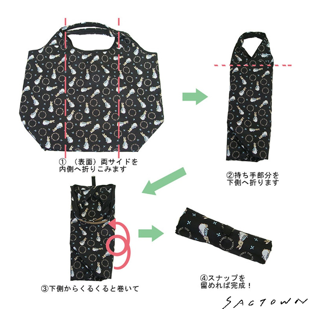 ピーターラビット（TM) |  ロゴ リース総柄 コンパクト マルシェバッグ (M) 全5色 0634