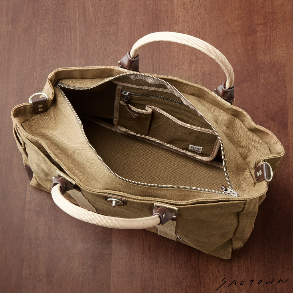 帆布工房 TRIPLINEシリーズ | ボストンバッグ (M) 帆布 キャンバス 本革 旅行カバン 旅行バッグ トラベルバッグ メンズ レディース 出張 ビンテージ B4対応 多機能 カーキ 3X83