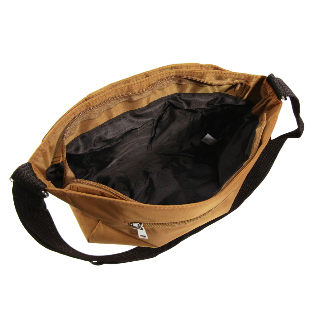 [Sofia Valentino ソフィアバレンチノ] 縦ファスナー ポケット付 横型ショルダーバッグ | レディース 多機能 ななめ掛け ライトブラウン 4875