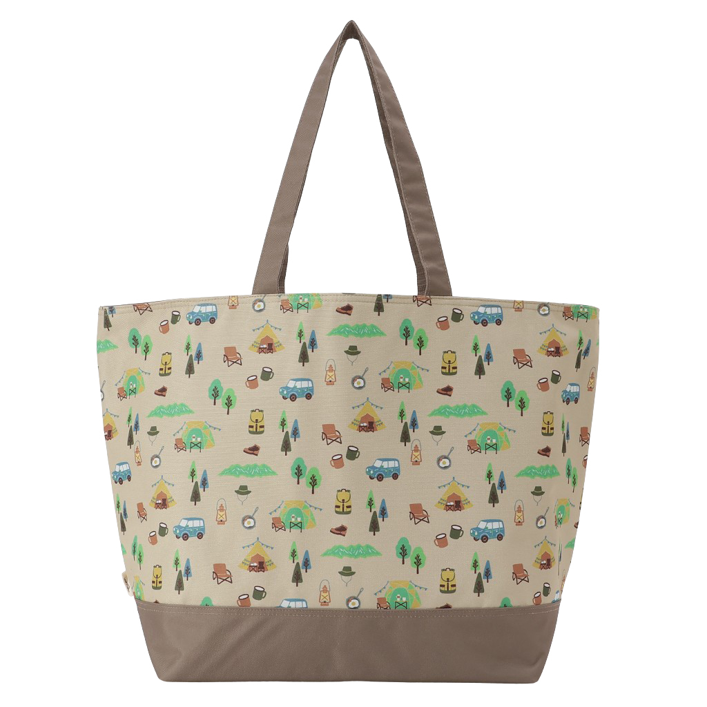 保冷バッグ トートバッグ 4WJ2 [mama fiore マーマフィオーレ] Picoteeシリーズ ピコティ 保温保冷 OUTDOOR柄 大容量 レジャー キャンプ レディース ベージュ