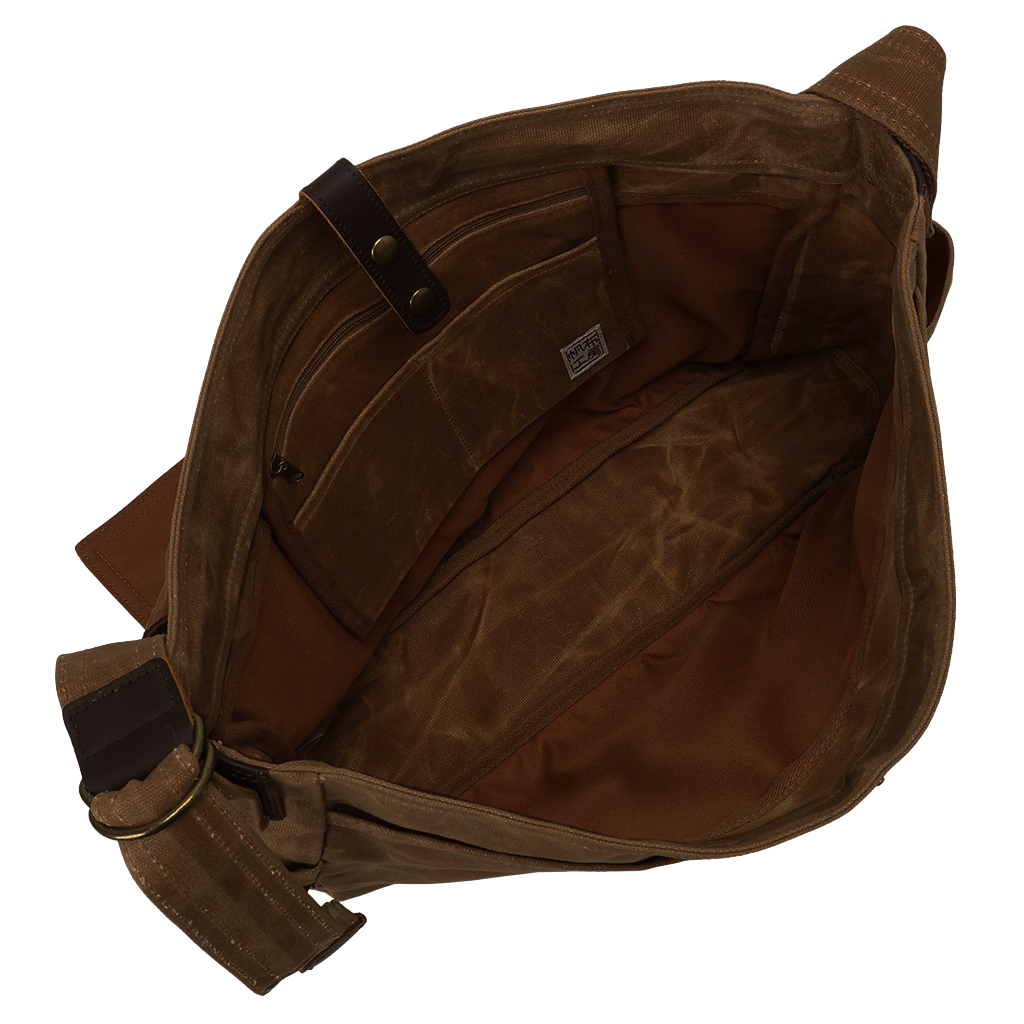 帆布工房 HUSKYII シリーズ 全３色 | B4対応 帆布ショルダーバッグ パラフィン加工 撥水 天然素材 帆布 キャンバス 旅行 通学 男女兼用 タブレット 茶 ブラウン 3X27