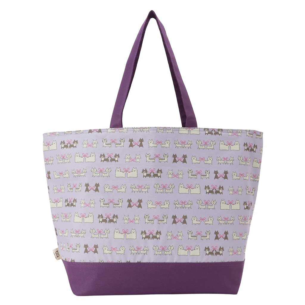 保冷バッグ トートバッグ 4WG7 [mama fiore マーマフィオーレ] Picoteeシリーズ ピコティ 保温保冷 ネコドット 大容量 レジャー キャンプ レディース パープル