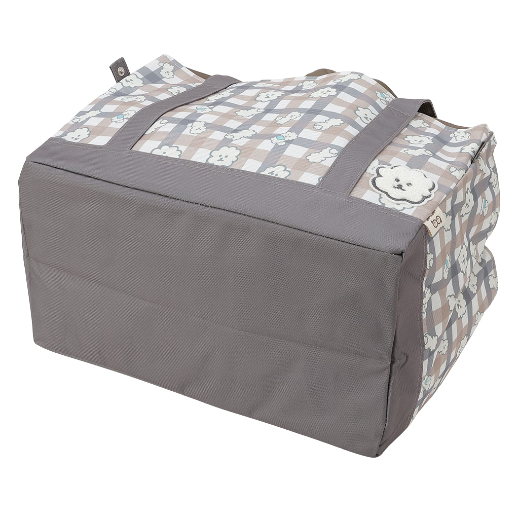 保温保冷 レジかごバッグ 4WH9 [mama fiore マーマフィオーレ] Picoteeシリーズ ピコティ 保温保冷 もふもふ犬 チェック レジカゴバッグ トートバッグ 買物 レディース ブラウン