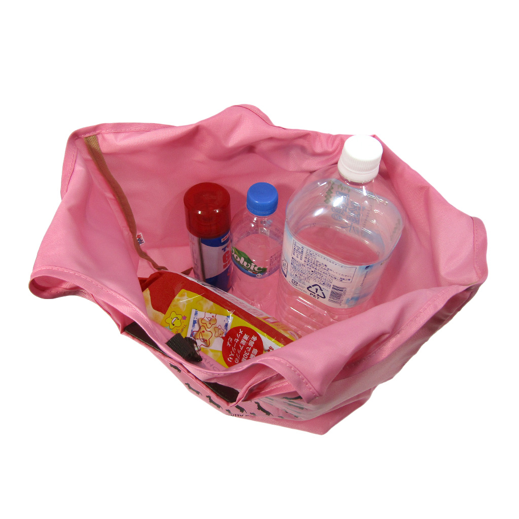 WHOLLY | コンパクト収納 マルシェバッグ | ベーシックサイズ 桃色 ピンク 3L01