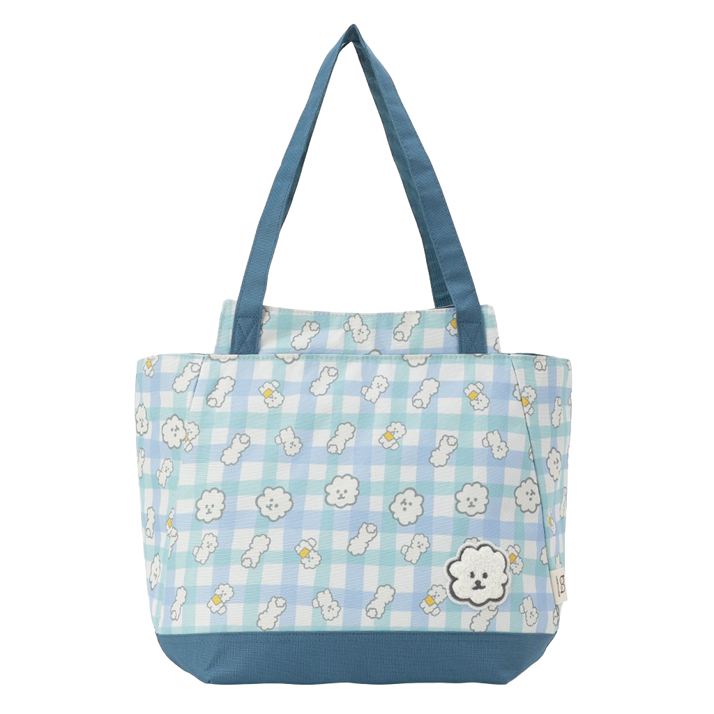 保冷バッグ トートバッグ 4WH8 [mama fiore マーマフィオーレ] Picoteeシリーズ ピコティ 保温保冷 もふもふ 犬 チェック柄 大容量 レジャー レディース グリーン