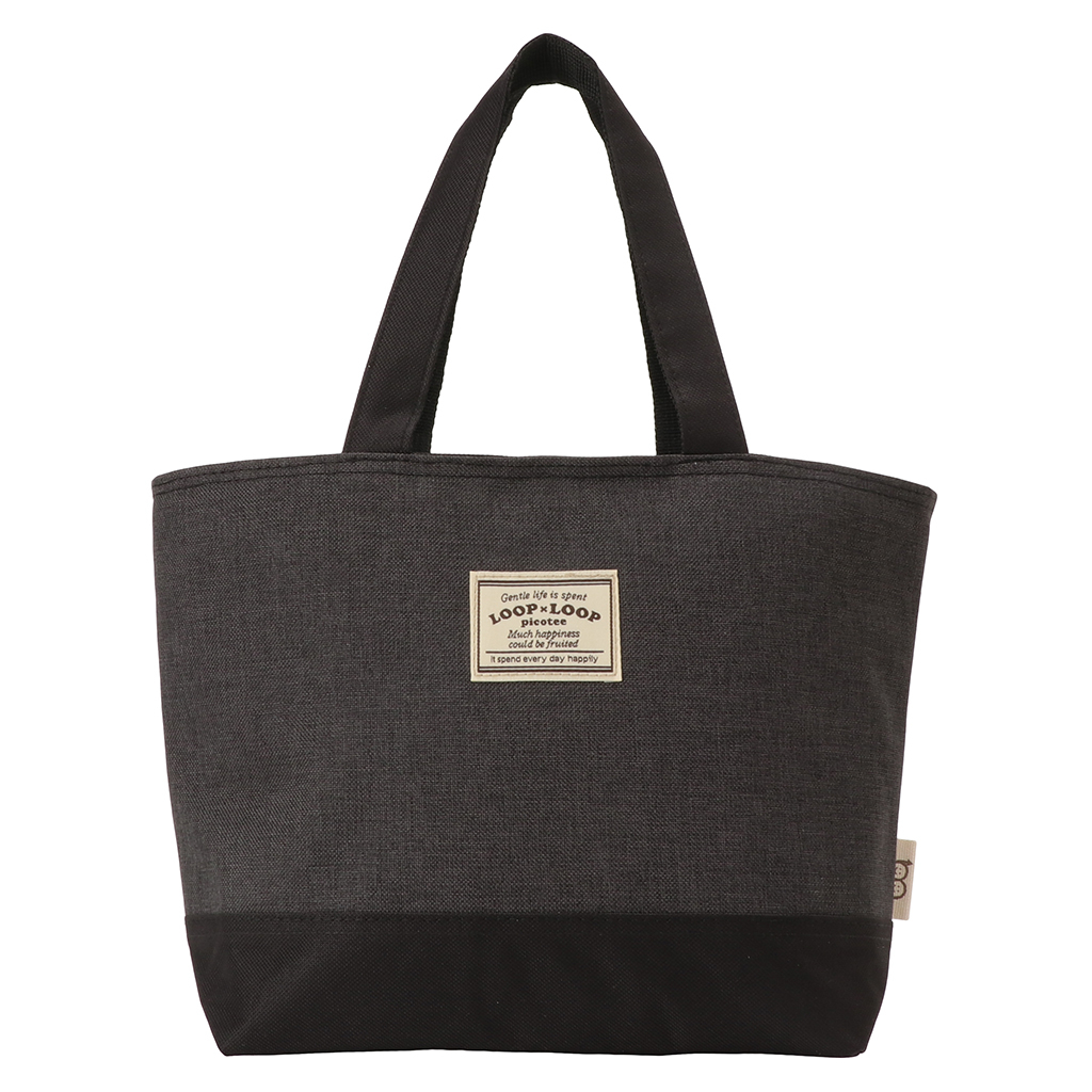  [mama fiore マーマフィオーレ] Picoteeシリーズ ピコティ 保温保冷 ランチバッグ 保冷バッグ | おしゃれ 可愛い サブバッグ 軽量 レディース メンズ 男女兼用 キッズ 弁当袋 ミニ トートバッグ 4L 便利 シンプル／ブラック