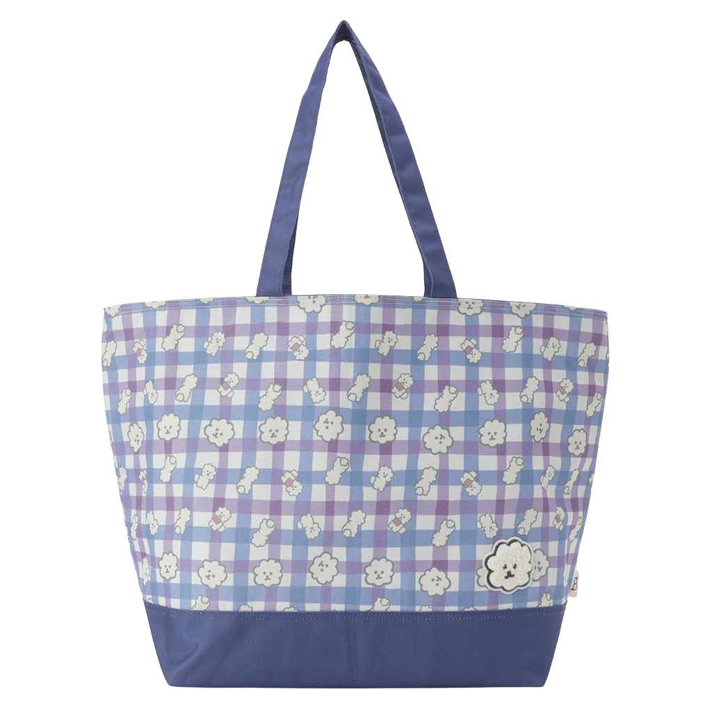 保冷バッグ トートバッグ 4WH7 [mama fiore マーマフィオーレ] Picoteeシリーズ ピコティ 保温保冷 もふもふ 犬 チェック柄 大容量 レジャー レディース ブルー