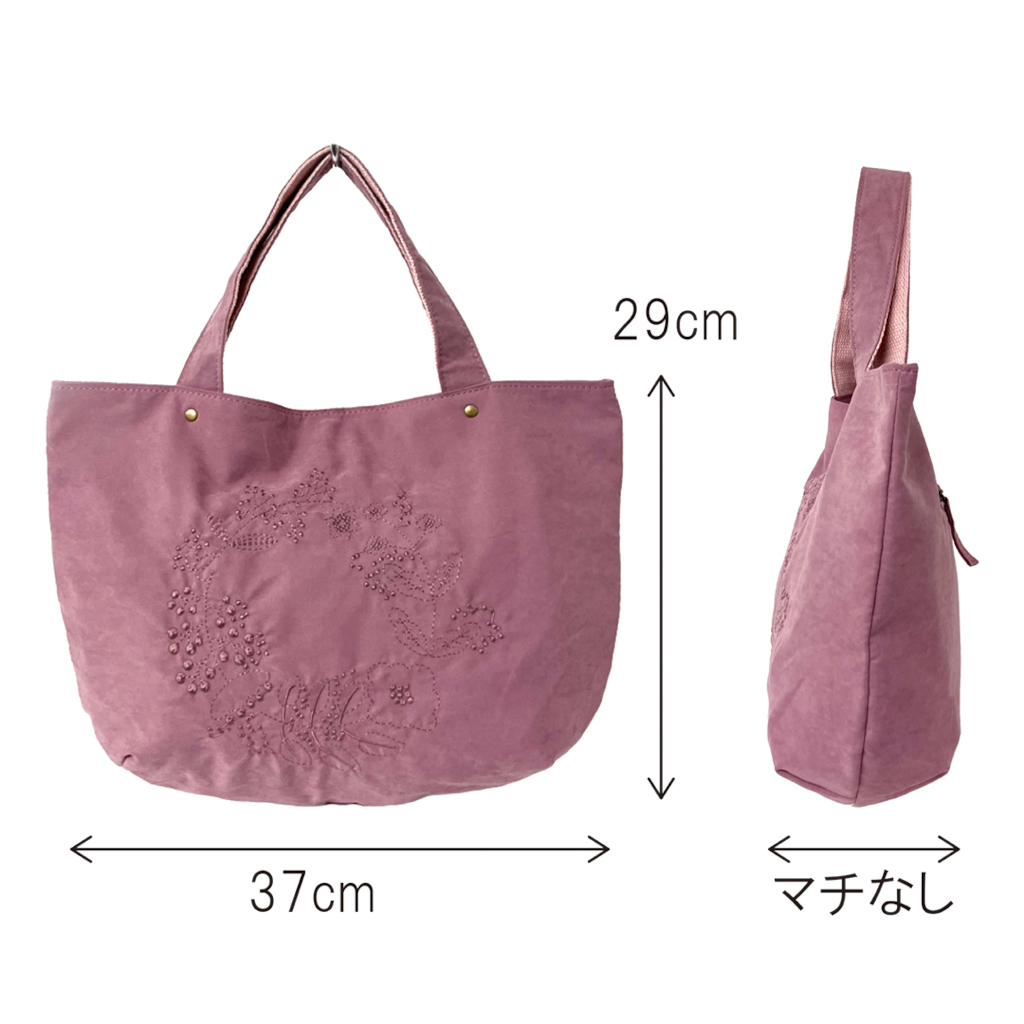 [LAFIEL ラフィール]  ピーチスキン風刺繍シリーズ ボタニカル ハンドバッグ | 花柄 シンプル  ナチュラル レディース フェミニン 灰 グレージュ くすみ グレー 477M