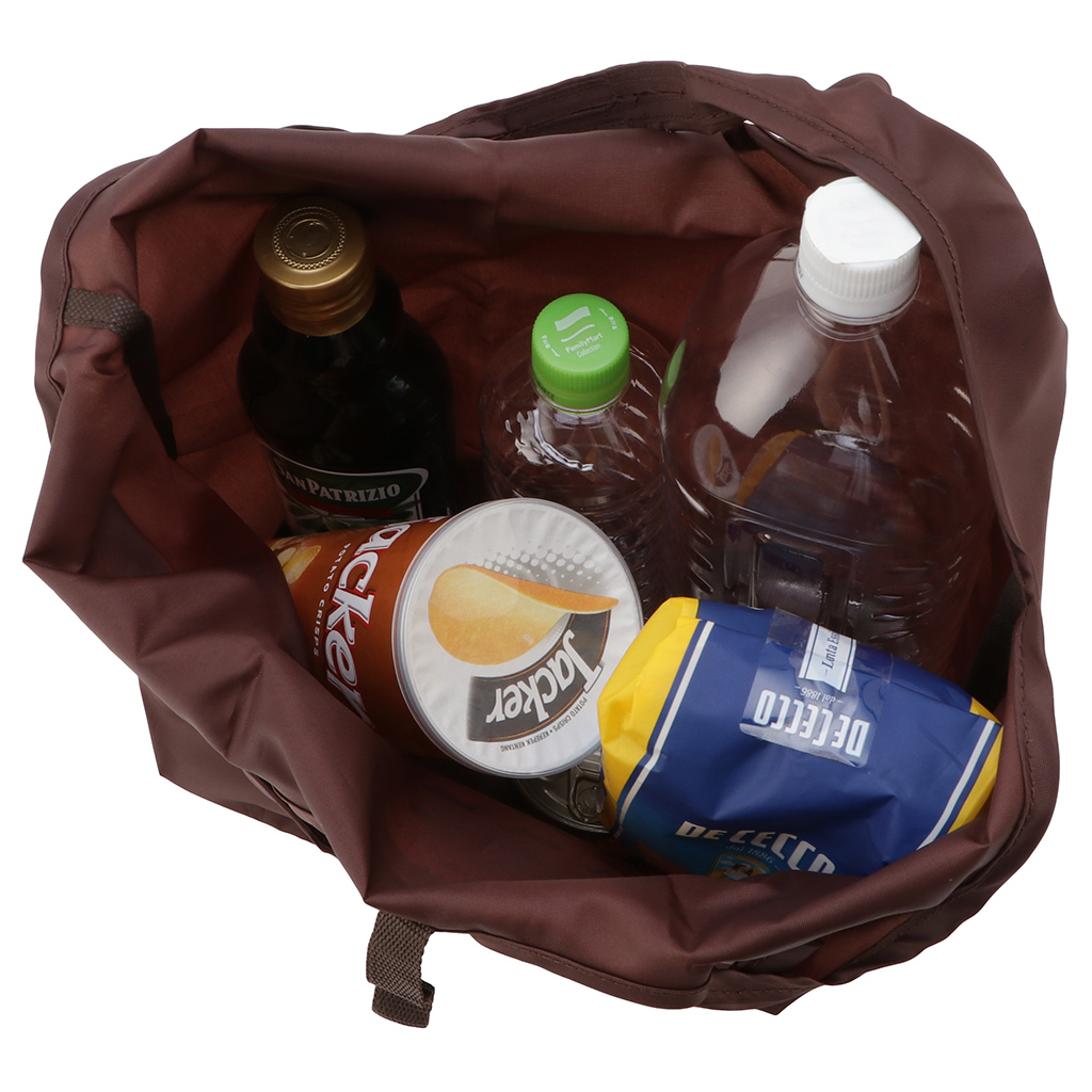 WHOLLY | コンパクト収納 マルシェバッグ | ベーシックサイズ 茶 ブラウン 3L01
