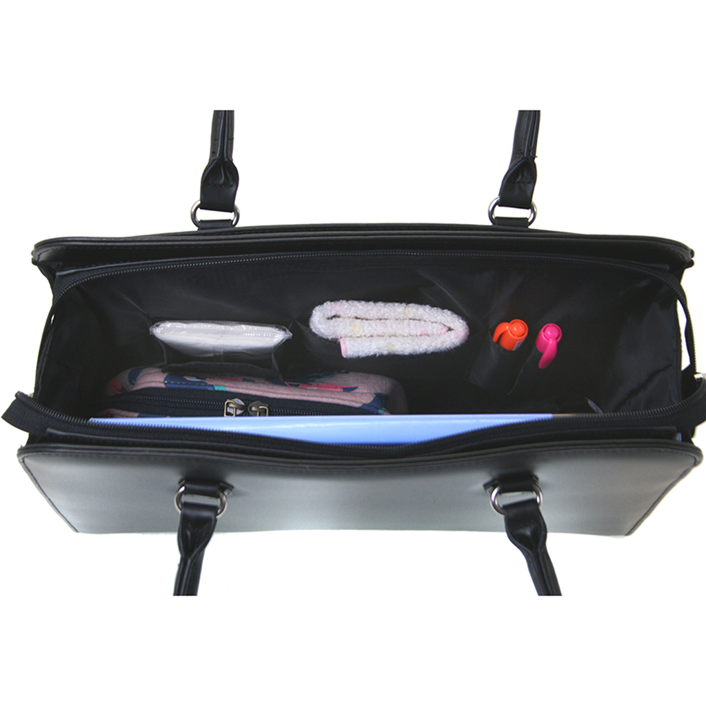 A4対応 レディース リクルートバッグ | 就活 就職 通勤バッグ 合皮 自立 底鋲 軽量 肩掛け 面接 営業 ビジネスバッグ ビジネストート 黒 ブラック 0483