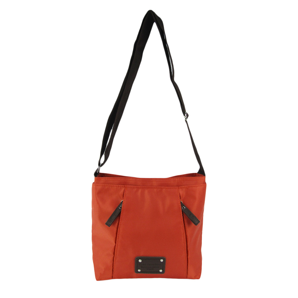 [Sofia Valentino ソフィアバレンチノ] 縦ファスナー ポケット付 ショルダーバッグ｜レディース 多機能 ななめ掛け オレンジ 4874