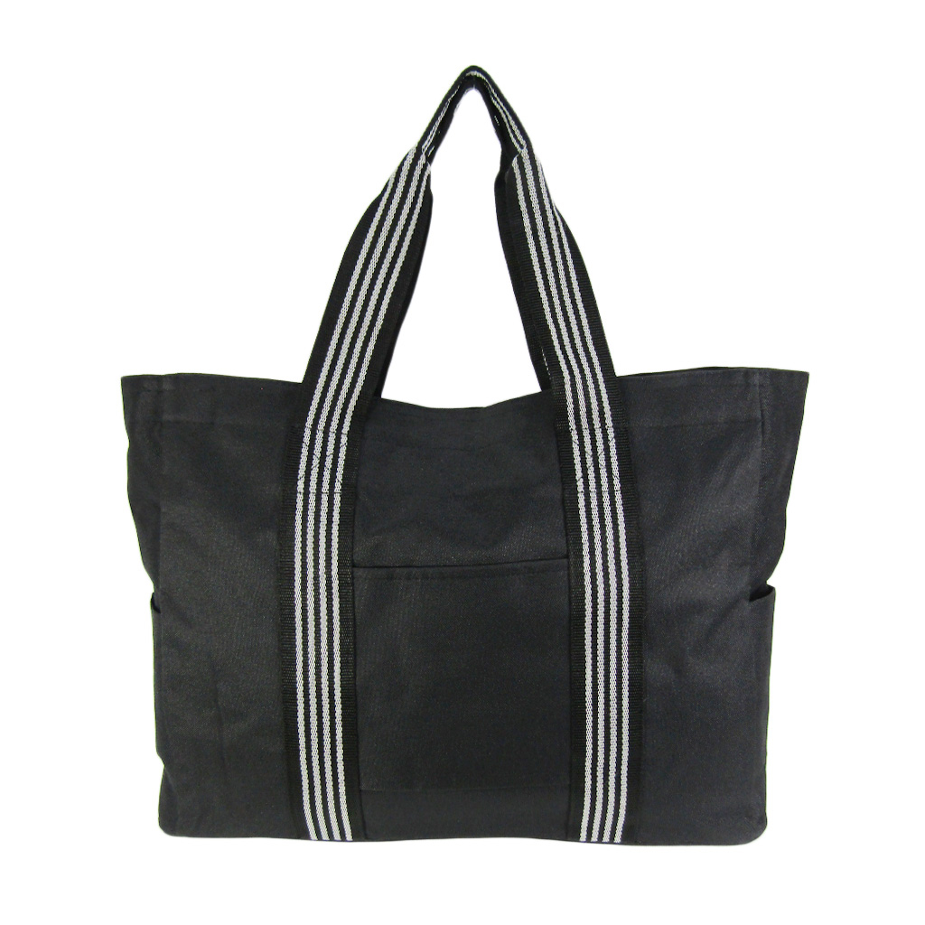 ファスナー付 ビッグ ラインベルト トートバッグ 全4色 |  A3 対応 肩掛け カジュアル 大きい お稽古 レッスンバッグ 軽量  男女兼用 マチ付き シンプル 黒 ブラック 3W57