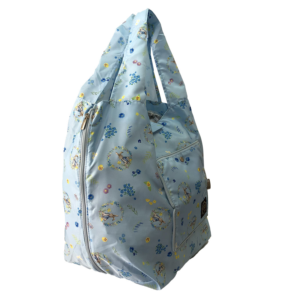 軽量 コンパクト収納レジカゴバッグ 0619 [PETER RABBIT(TM) ピーターラビット(TM)] 両サイドファスナー付 ポリエステル うさぎ 00ブルー