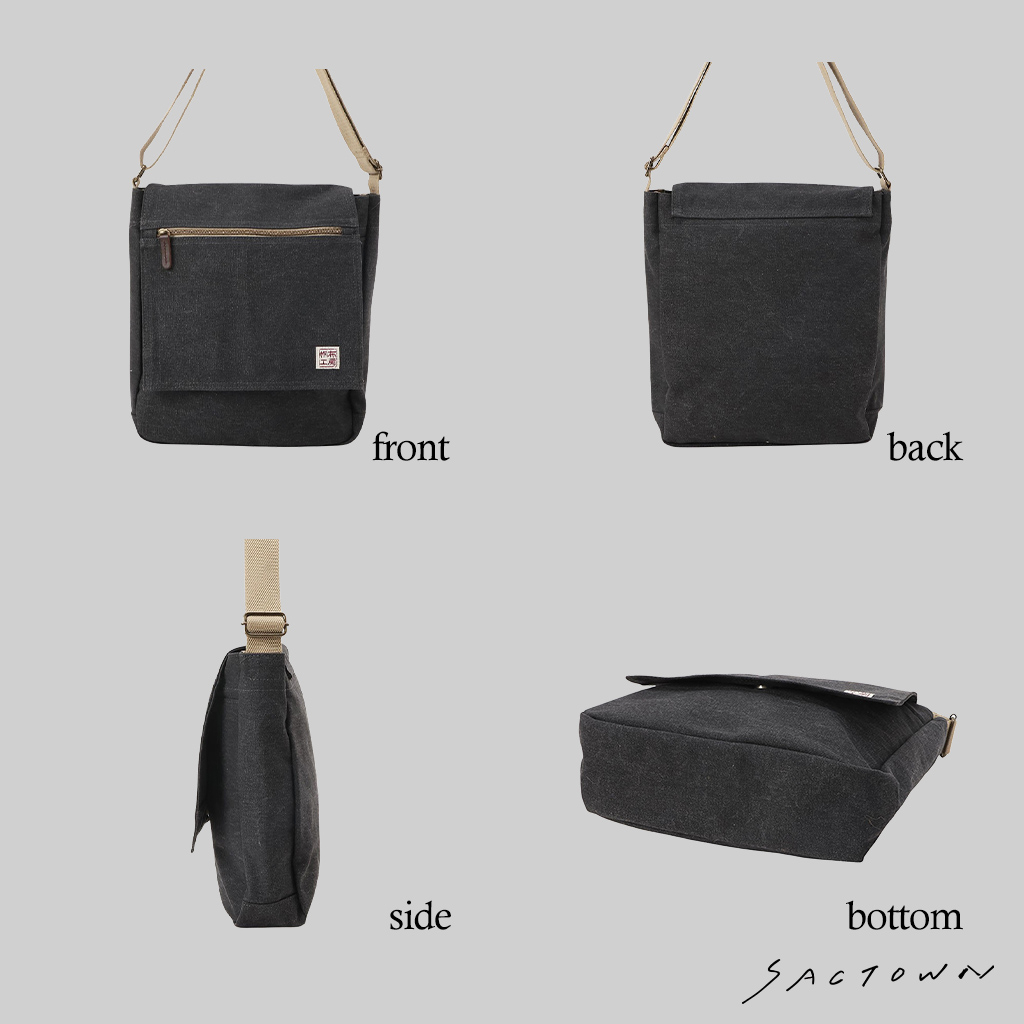  帆布工房 FLAP SHOULDER シリーズ ショルダーバッグ 全6色 | カジュアル 斜め掛け A4 ナチュラル シンプル 帆布 ショルダー トート トートバッグ ショルダーバッグ 通学 バッグ ショルダーバック メンズ  レディース 男女兼用 サブバッグ 01ブラック