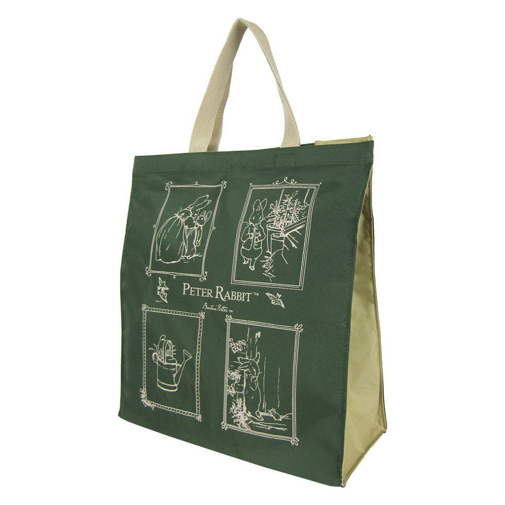 スクエアトートバッグ (M) 0647-03 [PETER RABBIT(TM) ピーターラビット(TM)] 軽量 A4 買い物 底板付き スクエア型 サブバッグ お稽古 うさぎ
