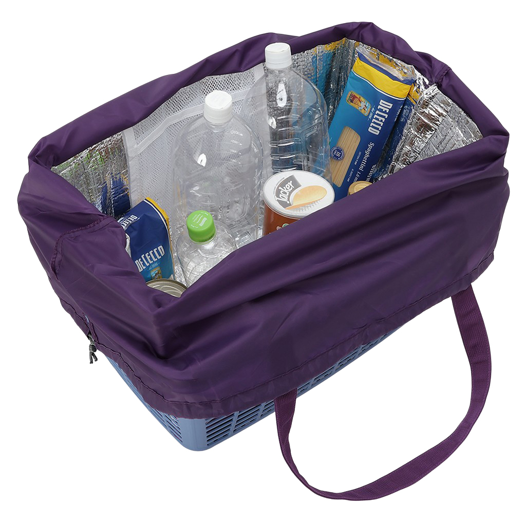 レジかごバッグ 4WG9 [mama fiore マーマフィオーレ] Picoteeシリーズ ピコティ 保温保冷 ねこ柄 ネコ柄 コンパクトレジカゴバッグ トートバッグ 買物 レディース パープル