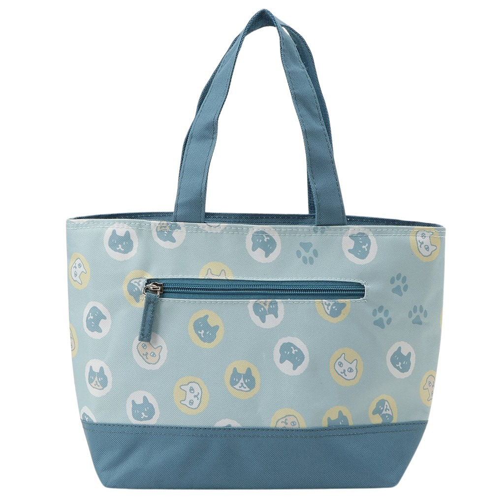  [mama fiore マーマフィオーレ] Picoteeシリーズ ピコティ 保温保冷 ランチバッグ 保冷バッグ | おしゃれ 可愛い サブバッグ 軽量 レディース キッズ 弁当袋 ミニ トートバッグ 4L 便利 ネコドット／グリーン