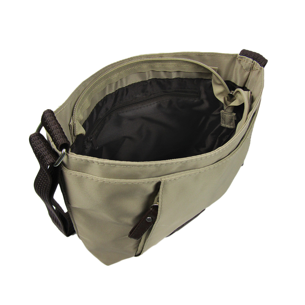 [Sofia Valentino ソフィアバレンチノ] 縦ファスナー ポケット付 ショルダーバッグ｜レディース 多機能 ななめ掛け ベージュ 4874