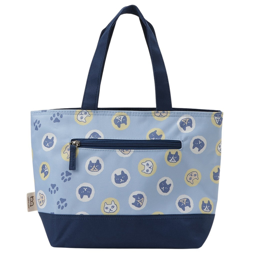  [mama fiore マーマフィオーレ] Picoteeシリーズ ピコティ 保温保冷 ランチバッグ 保冷バッグ | おしゃれ 可愛い サブバッグ 軽量 レディース キッズ 弁当袋 ミニ トートバッグ 4L 便利 ネコドット／ブルー