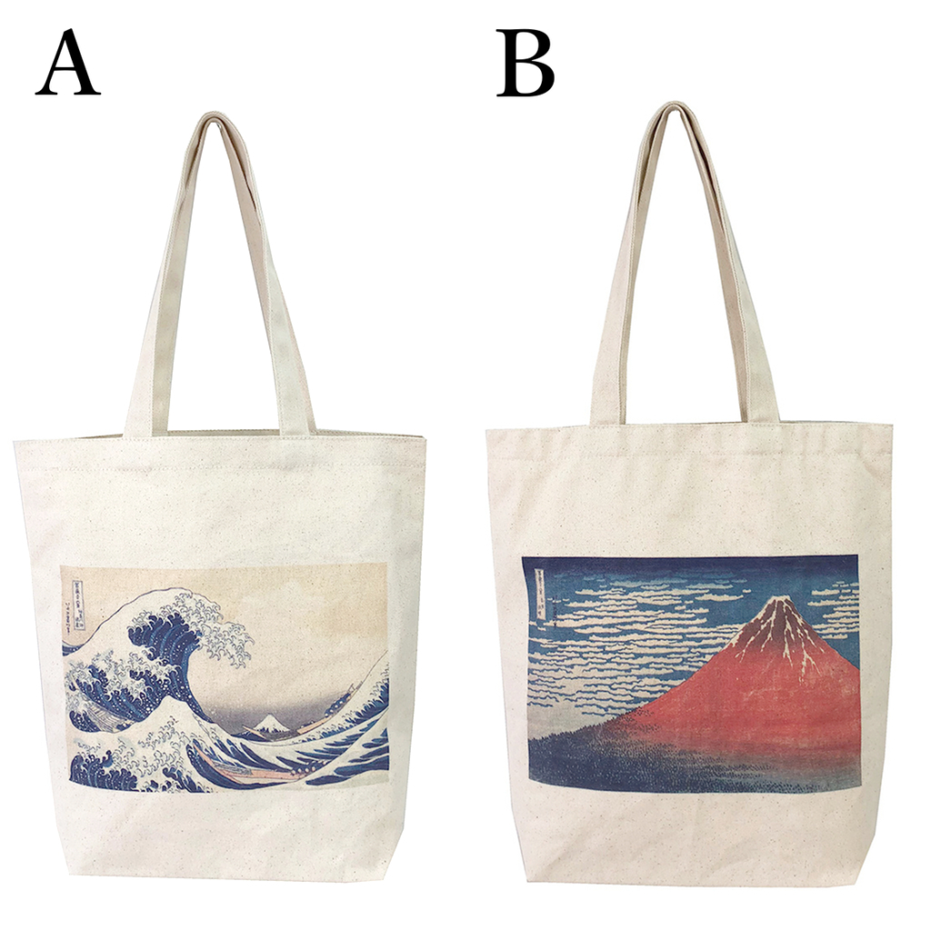 [Palette Pop パレットポップ] 和柄 帆布 トートバッグ [ A 富嶽三十六景 神奈川沖浪裏 / 葛飾北斎]  浮世絵 錦絵 A4 男女兼用 エコバッグ 買い物バッグ 9084-00
