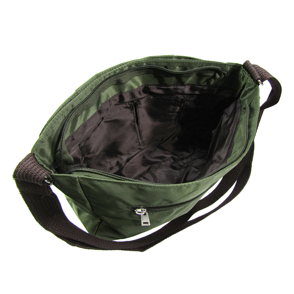 [Sofia Valentino ソフィアバレンチノ] 縦ファスナー ポケット付 横型ショルダーバッグ | レディース 多機能 ななめ掛け カーキ 4875