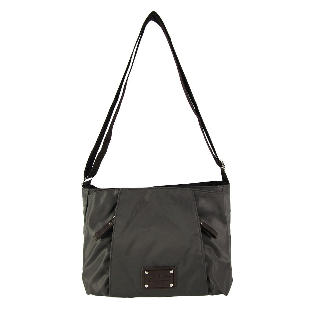 [Sofia Valentino ソフィアバレンチノ] 縦ファスナー ポケット付 横型ショルダーバッグ | レディース 多機能 ななめ掛け ブラウン 4875