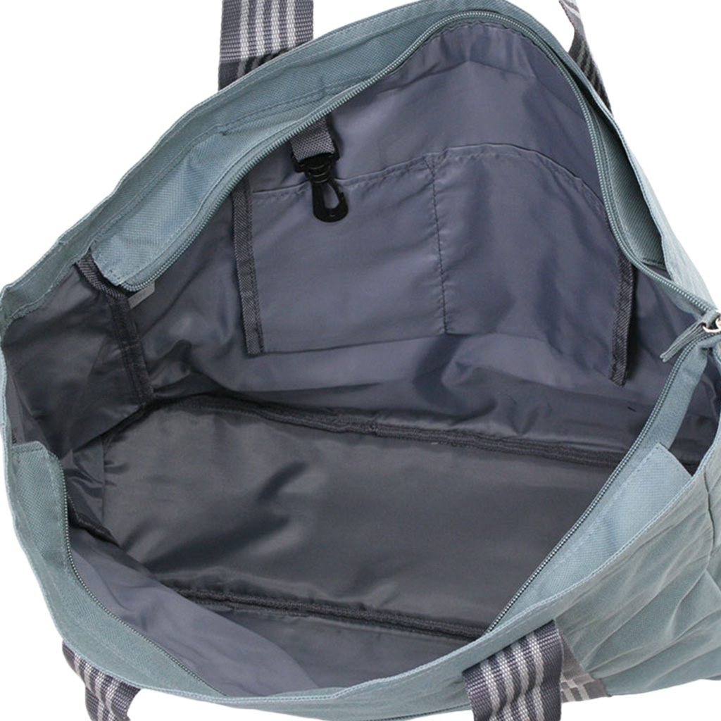 ファスナー付 ビッグ ラインベルト トートバッグ 全4色 |  A3 対応 肩掛け カジュアル 大きい お稽古 レッスンバッグ 軽量  男女兼用 マチ付き シンプル 灰 グレー 3W57