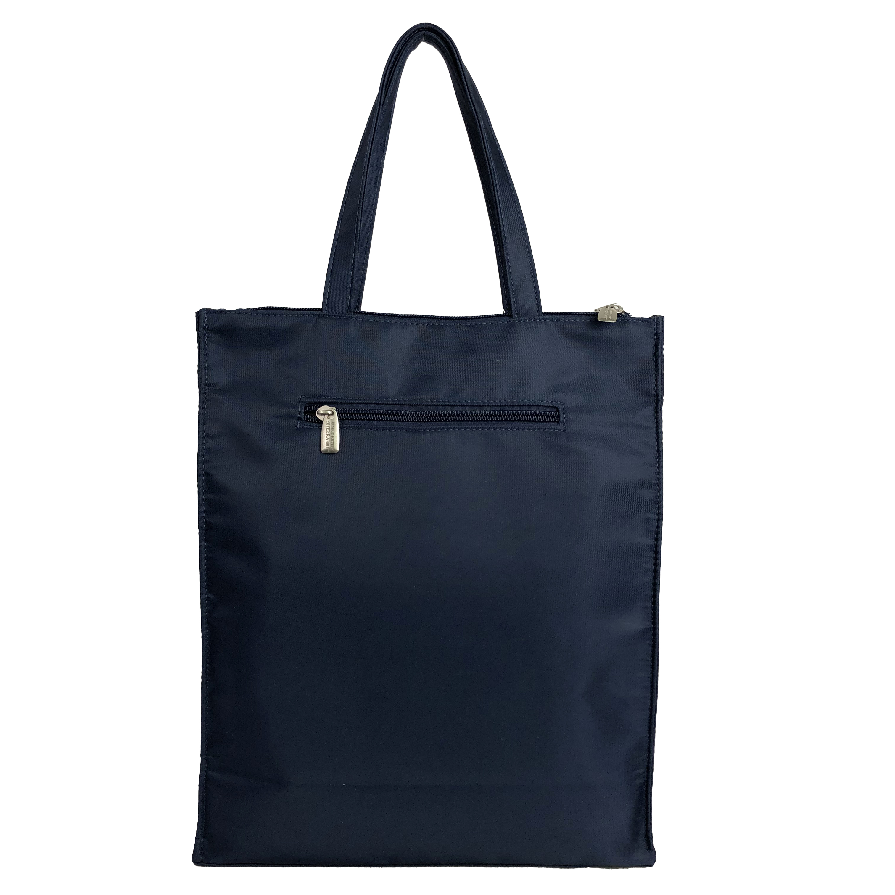  [ピータ―ラビット (ＴＭ )] A4サイズ対応 トートバッグ ハンドバッグ サブバッグ 手持ちタイプ 撥水 ポケット充実 ファスナー付き 大人 上品 かわいい レディース PETERRABBIT(ＴＭ) うさぎ ねこ レッスンバッグ 買い物 お稽古 習い事 縦型トート 0635　02ネイビー ThreeKittens