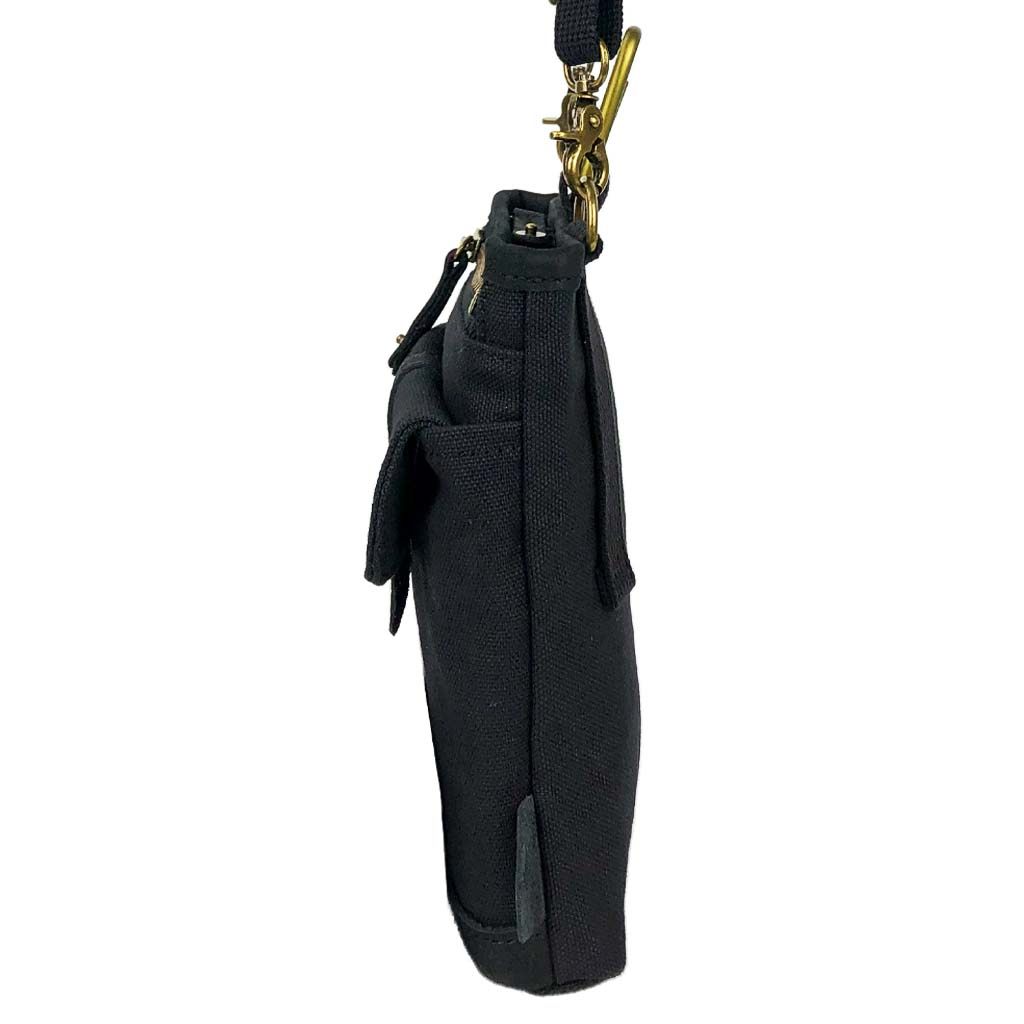 帆布工房 KURASHIKI シリーズ｜3way ショルダーバッグ 倉敷産帆布使用 ベルトポーチ スマホポーチ ウエストポーチ ベルト通し メンズ レディース 男女兼用 日本製 帆布 本革 ブラック 3J27