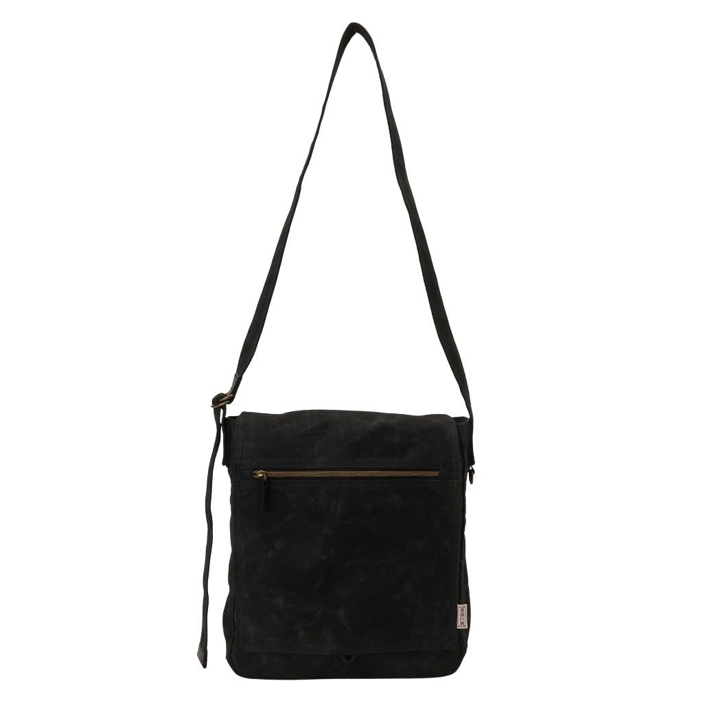 帆布工房 HUSKYII シリーズ 全３色 | A4対応 帆布ショルダーバッグ パラフィン加工 撥水 天然素材 帆布 キャンバス 旅行 通学 男女兼用 頑丈 タブレット 黒 ブラック 3X26