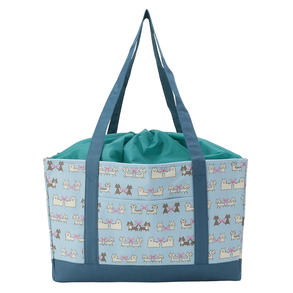 レジかごバッグ 4WG9 [mama fiore マーマフィオーレ] Picoteeシリーズ ピコティ 保温保冷 ねこ柄 ネコ柄 コンパクトレジカゴバッグ トートバッグ 買物 レディース グリーン