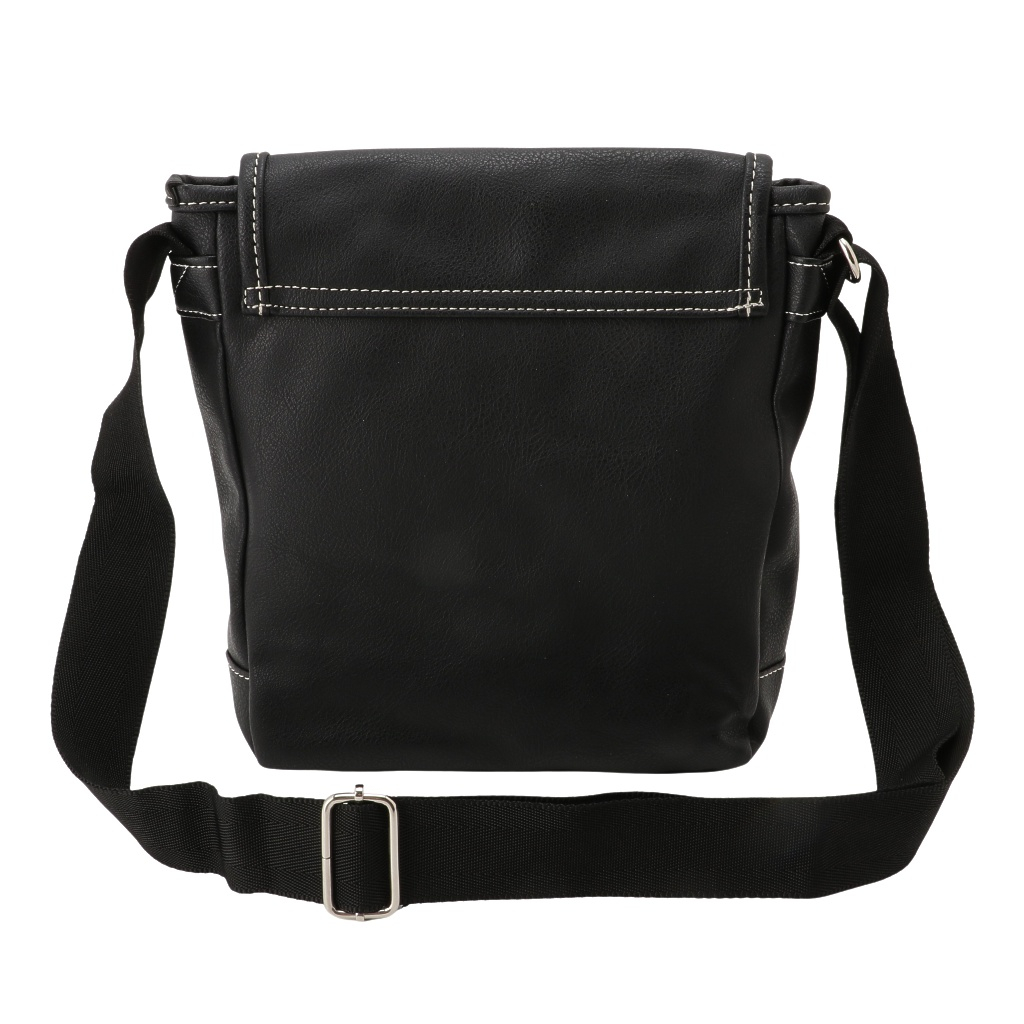 [CUBIC CORE キュービックコア] 縦型 フラップ ショルダーバッグ 合皮 軽量 ファスナー メンズ  黒 ブラック 1870