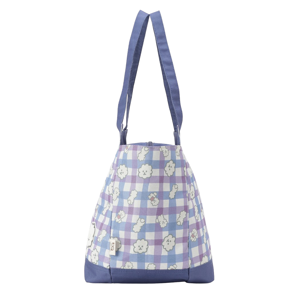 保冷バッグ トートバッグ 4WH8 [mama fiore マーマフィオーレ] Picoteeシリーズ ピコティ 保温保冷 もふもふ 犬 チェック柄 大容量 レジャー レディース ブルー