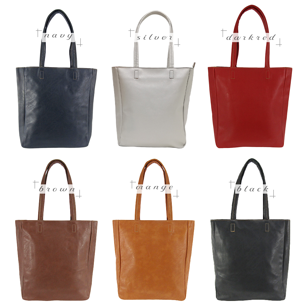 [O.F.S オーエフエス] A4対応 ファスナー付 シンプル トートバッグ | 合皮 マチあり 無地 肩掛け 通勤 通学 男女兼用 サブバッグ 黒 ブラック 4T08