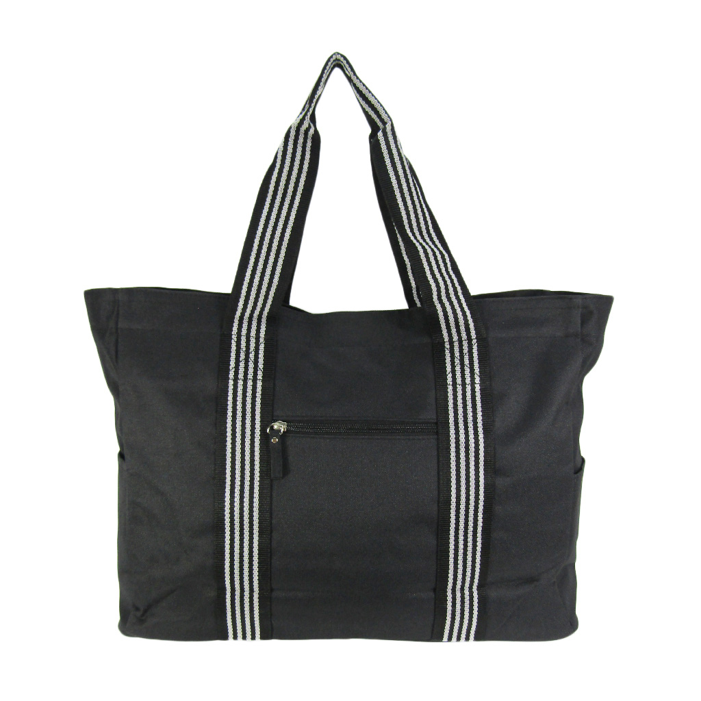 ファスナー付 ビッグ ラインベルト トートバッグ 全4色 |  A3 対応 肩掛け カジュアル 大きい お稽古 レッスンバッグ 軽量  男女兼用 マチ付き シンプル 黒 ブラック 3W57