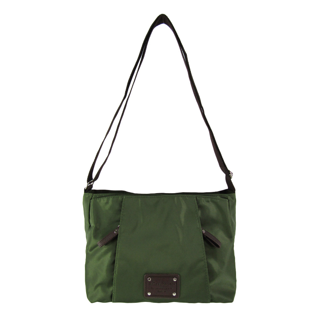 [Sofia Valentino ソフィアバレンチノ] 縦ファスナー ポケット付 横型ショルダーバッグ | レディース 多機能 ななめ掛け カーキ 4875