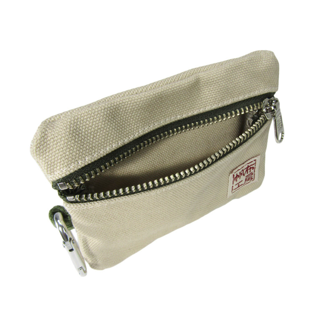 倉敷産帆布 日本製ティッシュポーチ 3J33 [帆布工房 はんぷこうぼう] ミニポーチ 帆布 キャンバス カラビナ付