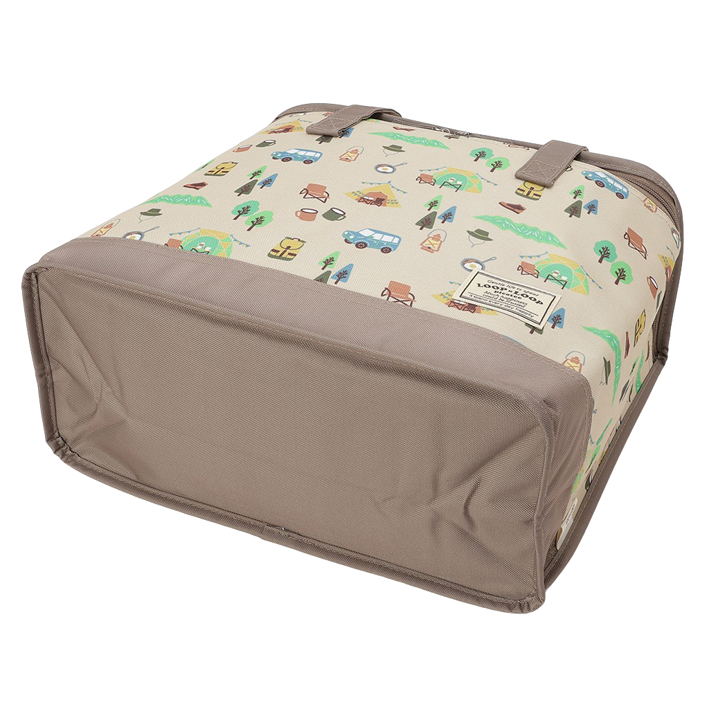  [mama fiore マーマフィオーレ] Picoteeシリーズ ピコティ BOX型 保温 保冷 トートバッグ 4WJ1 保冷バッグ ボックス型 OUTDOOR柄 レジャー キャンプ 買物 レディース ベージュ