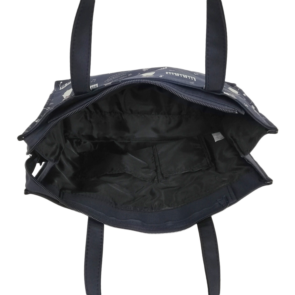 [nekoningen ネコ人間] 猫好き必見♪ 横型 手提げバッグ | かわいい 猫柄 軽量 手提げ トートバッグ A4対応 紺 ネイビー 4M35