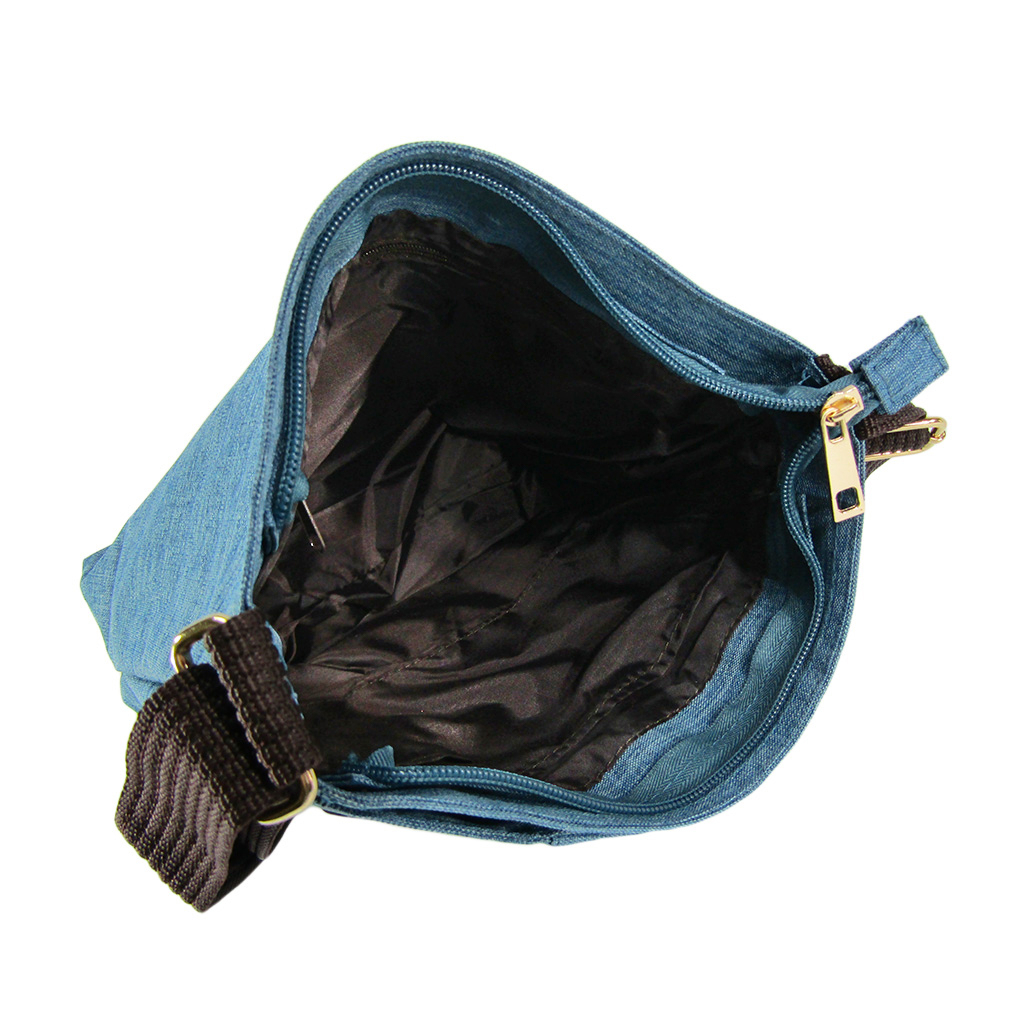 [Sofia Valentino ソフィアバレンチノ] 縦ファスナー ポケット付 軽量  ショルダーバッグ | レディース サコッシュ 多機能 ななめ掛け 青 ブルー 4902