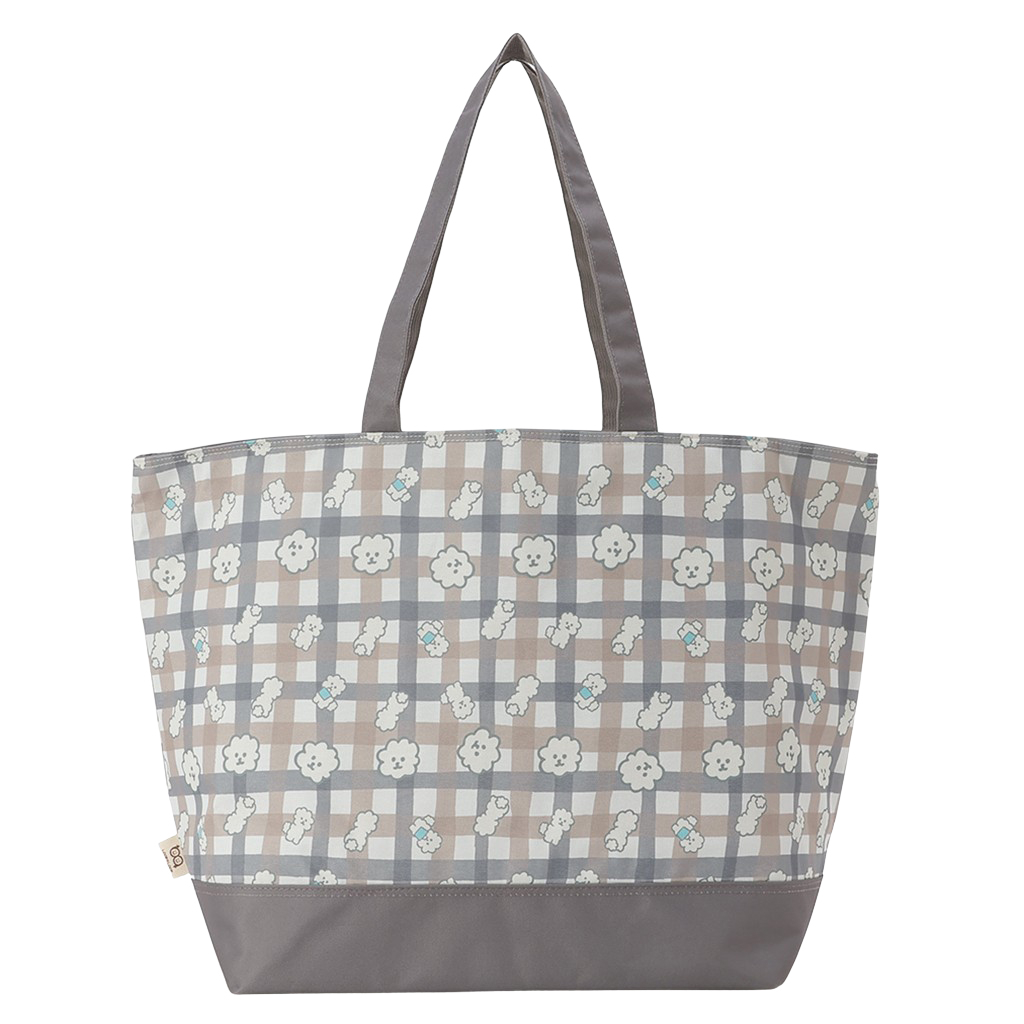 保冷バッグ トートバッグ 4WH7 [mama fiore マーマフィオーレ] Picoteeシリーズ ピコティ 保温保冷 もふもふ 犬 チェック柄 大容量 レジャー レディース ブラウン