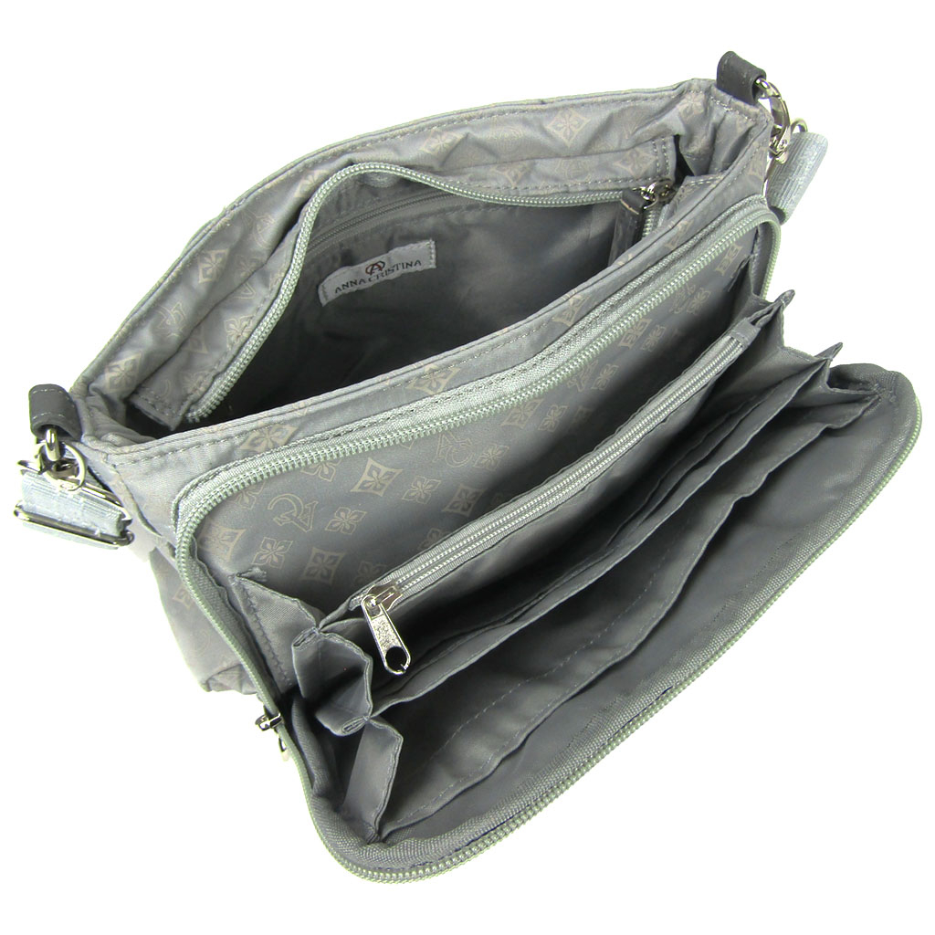 [ANNA CRISTINA アンナクリスティーナ]  モノグラム ウォレットショルダー バッグ |多機能 2WAY バッグインバッグ ポケット充実 お出かけ 通院 レディース 灰 グレー 4A38