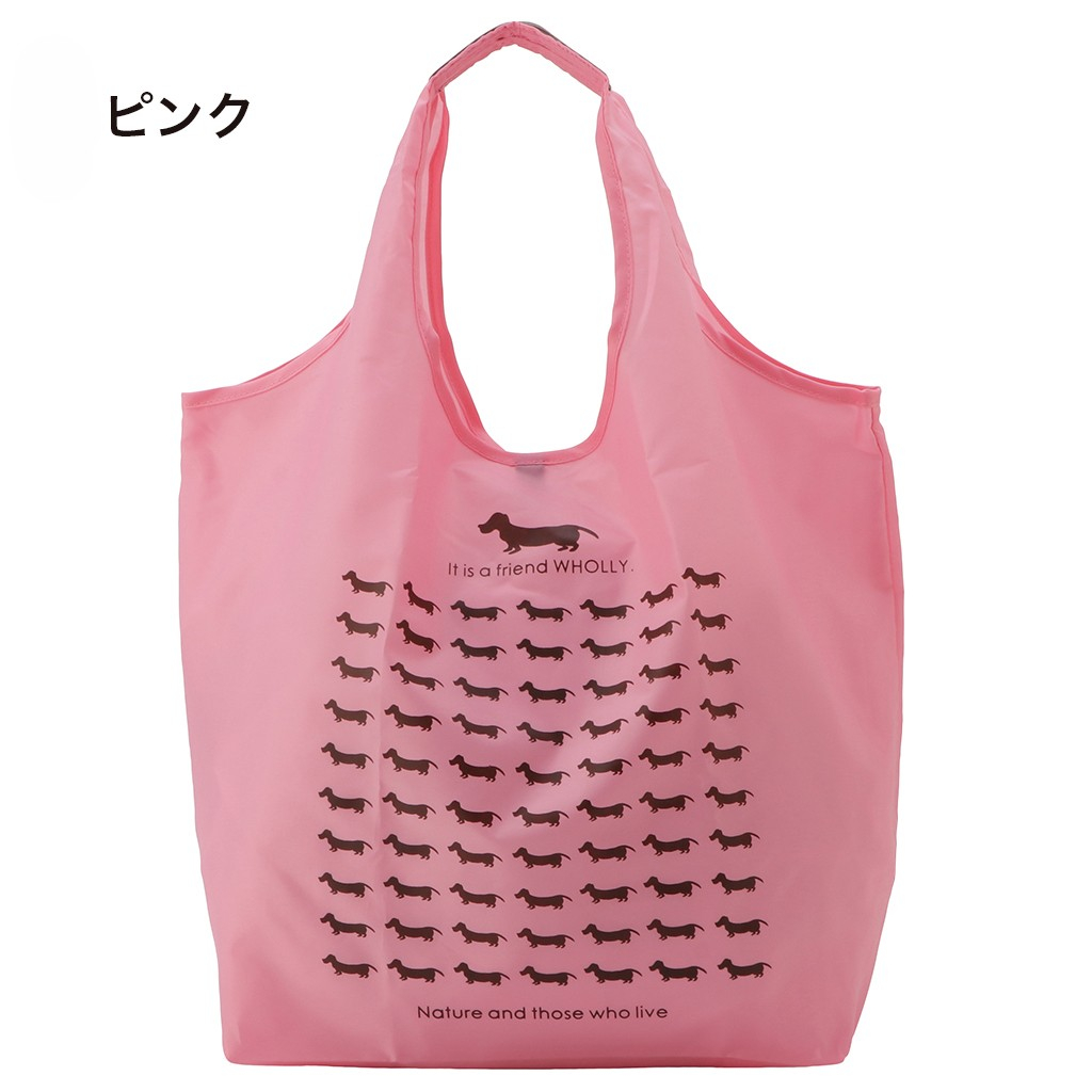 WHOLLY | コンパクト収納 マルシェバッグ | 大きめ 黒×灰 ブラック×グレー 3L02