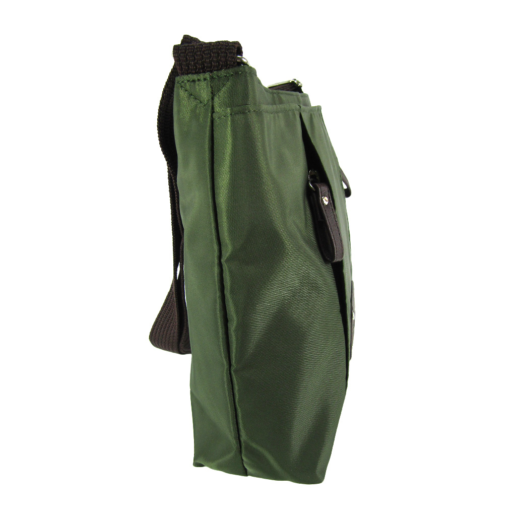 [Sofia Valentino ソフィアバレンチノ] 縦ファスナー ポケット付 ショルダーバッグ｜レディース 多機能 ななめ掛け カーキ 4874