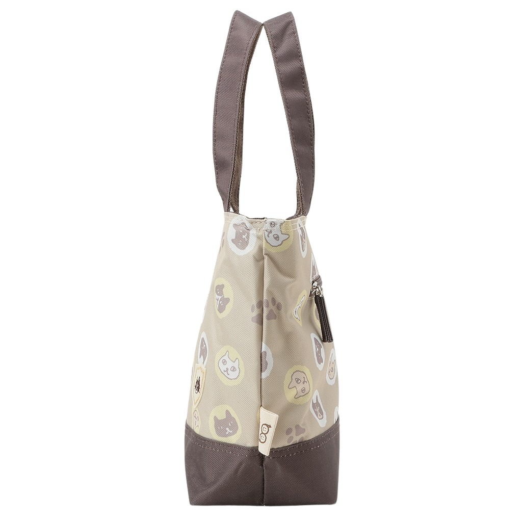  [mama fiore マーマフィオーレ] Picoteeシリーズ ピコティ 保温保冷 ランチバッグ 保冷バッグ | おしゃれ 可愛い サブバッグ 軽量 レディース キッズ 弁当袋 ミニ トートバッグ 4L 便利 ネコドット／ベージュ