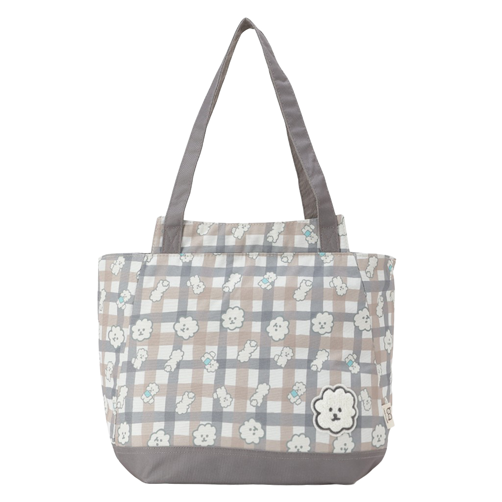 保冷バッグ トートバッグ 4WH8 [mama fiore マーマフィオーレ] Picoteeシリーズ ピコティ 保温保冷 もふもふ 犬 チェック柄 大容量 レジャー レディース ブラウン