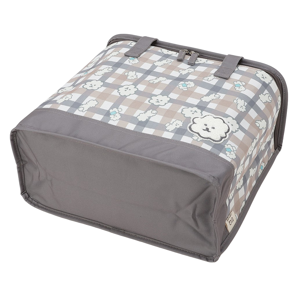  [mama fiore マーマフィオーレ] Picoteeシリーズ ピコティ BOX型 保温 保冷 トートバッグ 4WH6 保冷バッグ ボックス型 もふもふ 犬 チェック柄 かわいい レジャー レディース ブラウン