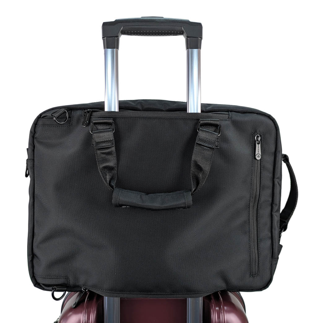 SANDGLASS｜キャリーオン機能 B4対応 2層ビジネスバッグ 大容量 多機能 撥水 リュック 手持ち ビジネスリュック PC タブレット収納 出張 サンドグラス ブラック 3G01