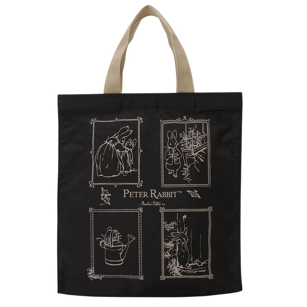 スクエアトートバッグ (S) 0646-03 [PETER RABBIT(TM) ピーターラビット(TM)] 軽量 B5 買い物 底板付き スクエア型 サブバッグ お稽古 うさぎ トートバッグ
