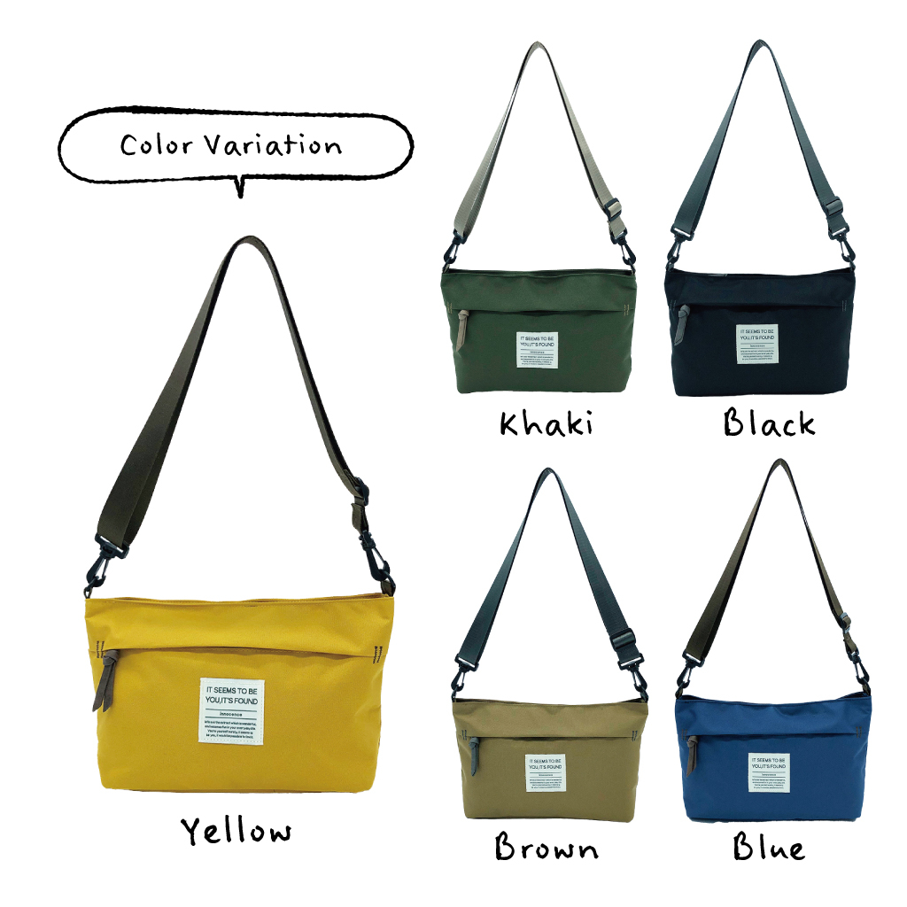 [ONE MILEシリーズ] 横長 ファスナー付きショルダーバッグ | 軽量 ポシェット サブバッグ シンプル アウトドア  青 ブルー 4X30